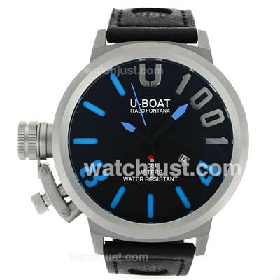 U-Boat Italo Fontana U 1001 Blue Needles with Black Dial-Leather Strap