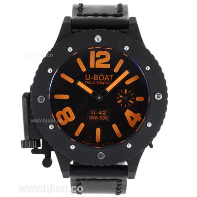 U-Boat Italo Fontana U-42 Manual Winding PVD Case Orange Markers with Black Dial-Rubber Strap