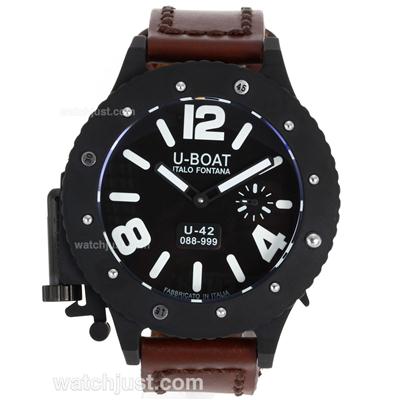 U-Boat Italo Fontana U-42 Manual Winding PVD Case White Markers with Black Dial-Rubber Strap