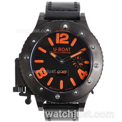 U-Boat Italo Fontana U-42 Manual Winding PVD Case with Black Dial-Orange Markers