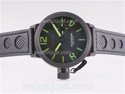 U-Boat Italo Fontana Unitas 6497 Movement PVD Case with Black Dial-Green Marking