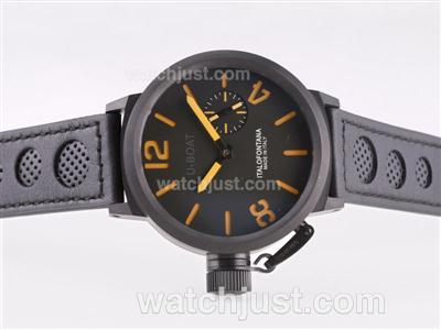 U-Boat Italo Fontana Unitas 6497 Movement PVD Case with Black Dial-Orange Marking