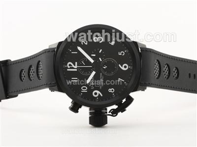 U-Boat Italo Fontana Working Chronograph PVD Case Black Dial with White Marking-Rubber Strap