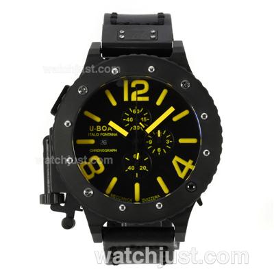 U-Boat Italo Fontana Working Chronograph PVD Case with Black Dial-Yellow Marking