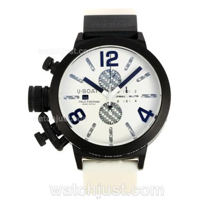 U-Boat Italo Fontana Working Chronograph PVD Case with White Dial-Rubber Strap