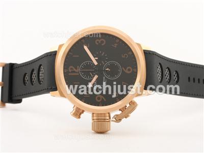 U-Boat Italo Fontana Working Chronograph Rose Gold Case With Black Dial -Rubber Strap