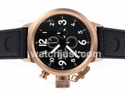 U-Boat Italo Fontana Working Chronograph Rose Gold Case with Black Dial-White Marking