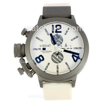 U-Boat Italo Fontana Working Chronograph Titanium Case with White Dial-Rubber Strap