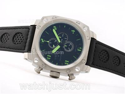 U-boat Thousand of Feet Working Chronograph with Green Marking - Black Perforated Leather Strap
