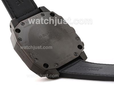 U-boat Thousand of Feet Working Chronograph with PVD Case- Black Perforated Leather Strap