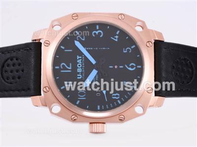 U-Boat Thousands of Feet Automatic Rose Gold Case with Black Dial-Blue Marking