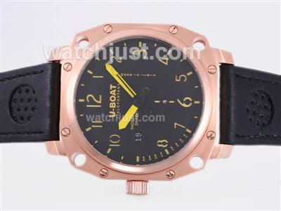 U-Boat Thousands of Feet Automatic Rose Gold Case with Black Dial-Yellow Marking