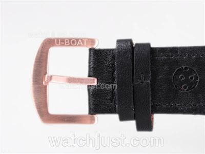 U-Boat Thousands of Feet Automatic Rose Gold Case with Black Dial-Yellow Marking