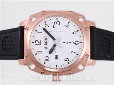 U-Boat Thousands of Feet Automatic Rose Gold Case with White Dial-Black Marking