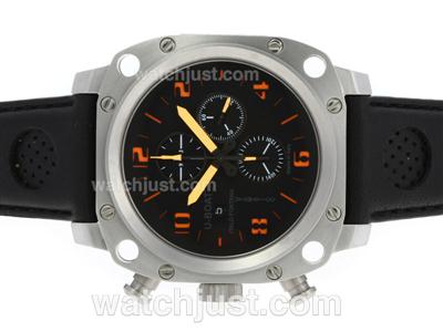 U-Boat Thousands of Feet Chronograph Swiss Valjoux 7750 Movement Black Dial with Orange Markers