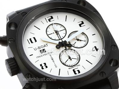 U-Boat Thousands of Feet Chronograph Swiss Valjoux 7750 Movement PVD Case with White Dial
