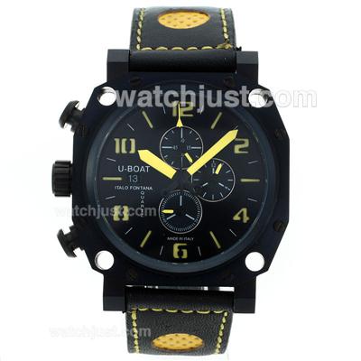 U-Boat Thousands of Feet Working Chronograph PVD Case with Black Dial and Yellow Marking Same Chassis As 7750-High Quali