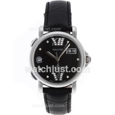 Ulysse Nardin Dual Time Automatic Diamond Markers with Black Dial-Leather Strap