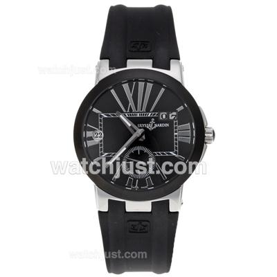 Ulysse Nardin Dual Time Automatic with Black Dial-Black Rubber Strap