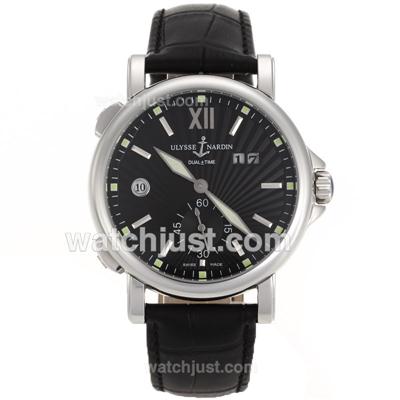 Ulysse Nardin Dual Time Automatic with Black Dial-Leather Strap
