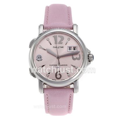 Ulysse Nardin Dual Time Automatic with Pink Dial and Strap-18K Plated Gold Movement