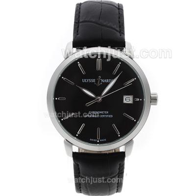 Ulysse Nardin Lelocle Suisse with Black Dial-Leather Strap