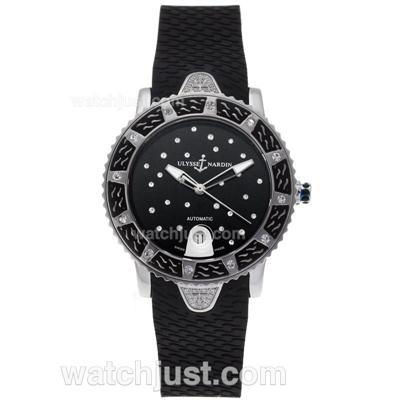 Ulysse Nardin Marine Automatic Diamond Bezel with Black Dial-Rubber Strap