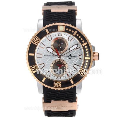 Ulysse Nardin Marine Two Time Zone Automatic Two Tone Case with White Dial-Rubber Strap
