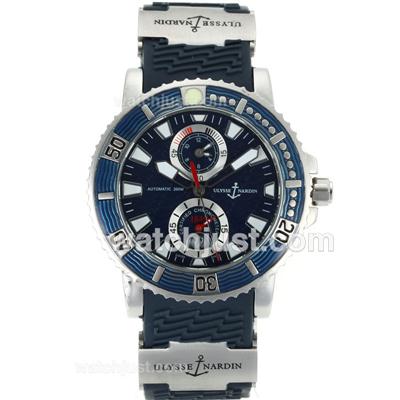 Ulysse Nardin Marine Two Time Zone Automatic with Blue Dial-Rubber Strap