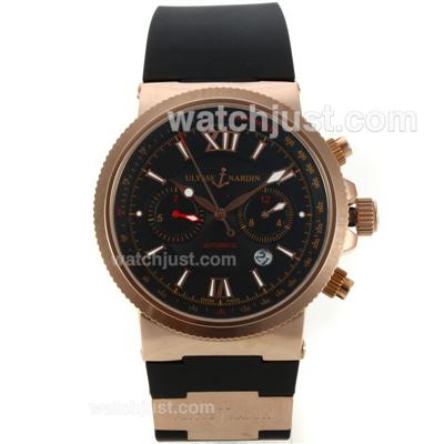 Ulysse Nardin Maxi Marine Automatic Rose Gold Case with Black Dial-18K Plated Gold Movement