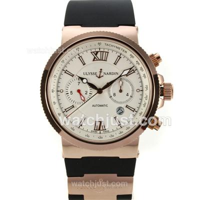 Ulysse Nardin Maxi Marine Automatic Rose Gold Case with White Dial-18K Plated Gold Movement
