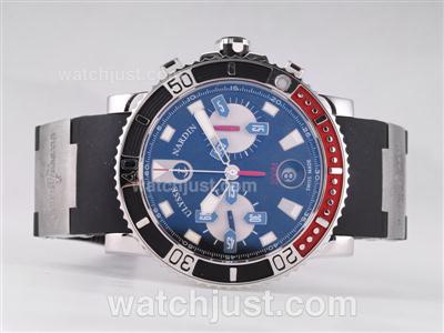 Ulysse Nardin Maxi Marine Chronograph Swiss Valjoux 7750 Movement with Black / Red Bezel