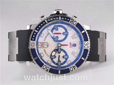 Ulysse Nardin Maxi Marine Chronograph Swiss Valjoux 7750 Movement with Blue Bezel