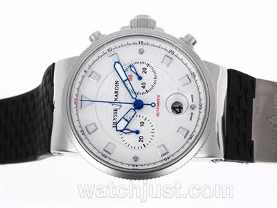 Ulysse Nardin Maxi Marine Chronograph Swiss Valjoux 7750 Movement with White Dial-Rubber Strap