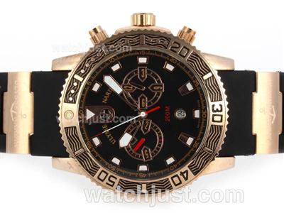Ulysse Nardin Maxi Marine Diver Automatic Rose Gold Case with Black Dial-Rubber Strap