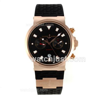 Ulysse Nardin Maxi Marine Working Chronograph Rose Gold Case with Black Dial-18K Plated Gold Movement