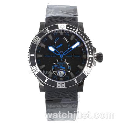 Ulysse Nardin Working Power Reserve Automatic PVD Case with Black Wave Dial-Rubber Strap