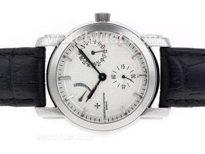 Vacheron Constantin Les Complications Working Power Reserve Automatic with White Dial-Leather Strap