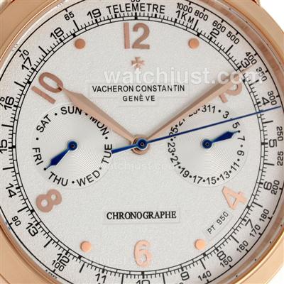 Vacheron Constantin Malte Automatic Rose Gold Case with White Dial-Brown Leather Strap