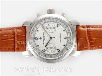 Vacheron Constantin Malte Chronographe Lemania Movement with White Guilloche dial