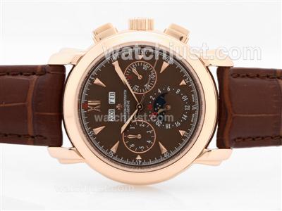 Vacheron Constantin Malte Perpetual Calendar Automatic Rose Gold Case with Brown Dial-Sapphire Glass