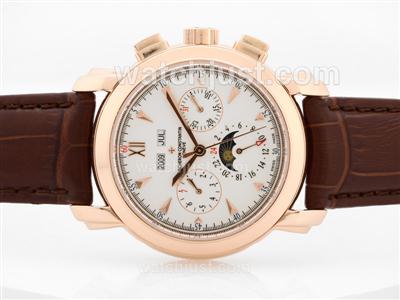 Vacheron Constantin Malte Perpetual Calendar Automatic Rose Gold Case with White Dial-Sapphire Glass