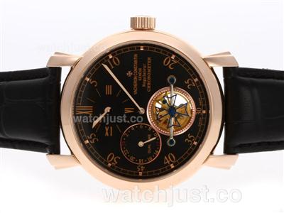 Vacheron Constantin Malte Regulator Dual Time Tourbillon Automatic Rose Gold Case with Black Dial