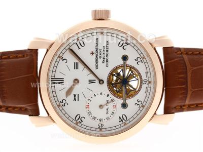 Vacheron Constantin Malte Regulator Dual Time Tourbillon Automatic Rose Gold Case with White Dial