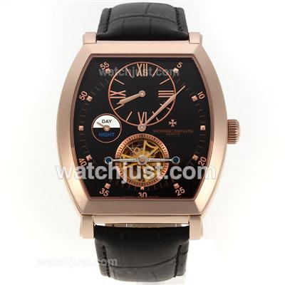 Vacheron Constantin Malte Tourbillon Automatic Rose Gold Case with Black Dial-18K Plated Gold Movement