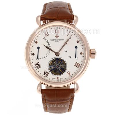 Vacheron Constantin Malte Tourbillon Automatic Rose Gold Case with Champagne Dial-Leather Strap