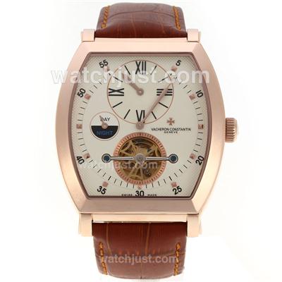 Vacheron Constantin Malte Tourbillon Automatic Rose Gold Case with White Dial-18K Plated Gold Movement