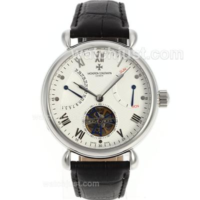 Vacheron Constantin Malte Tourbillon Automatic with White Dial-Leather Strap