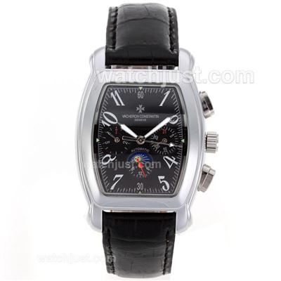 Vacheron Constantin Overseas Automatic with Black Dial-Leather Strap