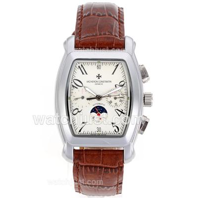 Vacheron Constantin Overseas Automatic with White Dial-Leather Strap